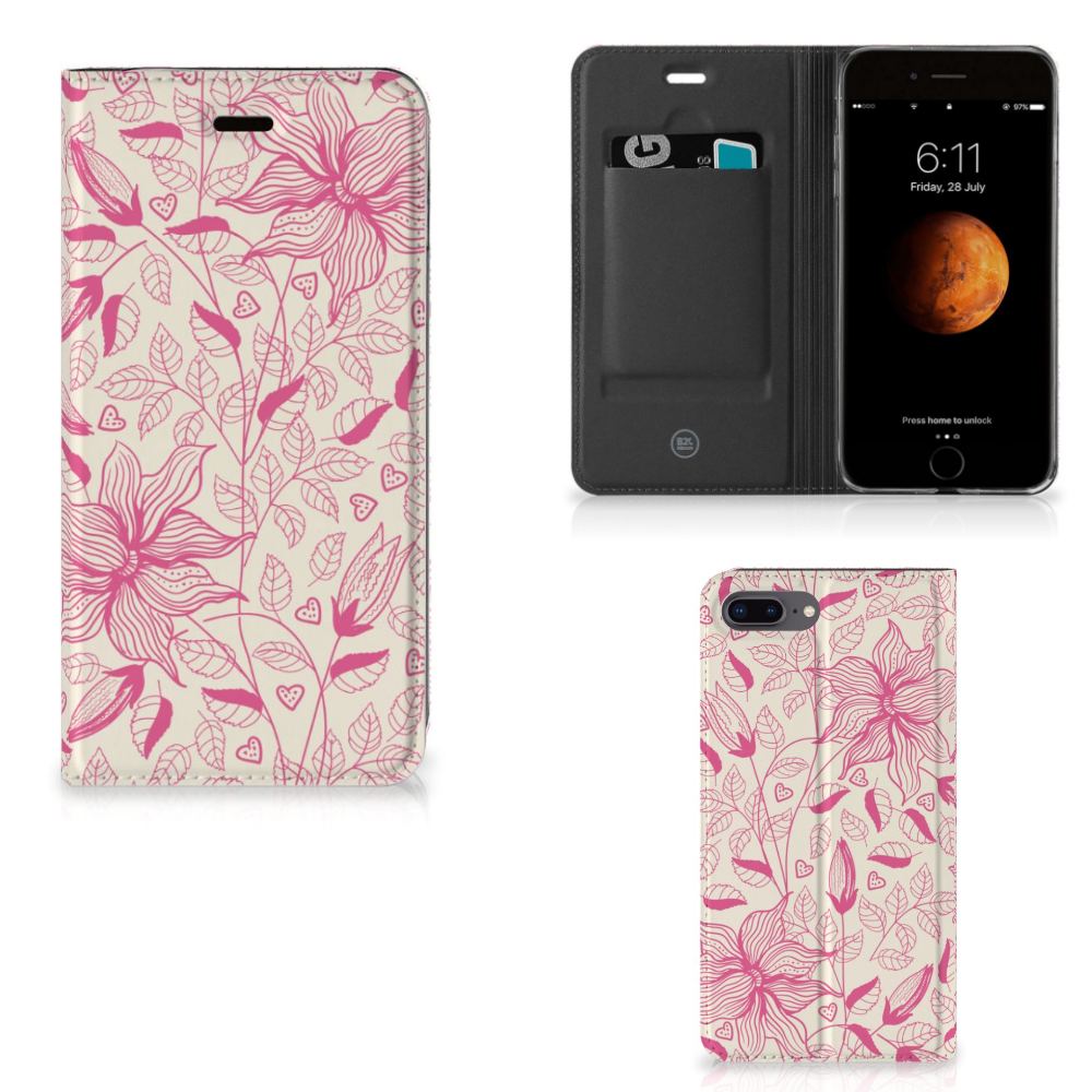 Apple iPhone 7 Plus | 8 Plus Smart Cover Pink Flowers