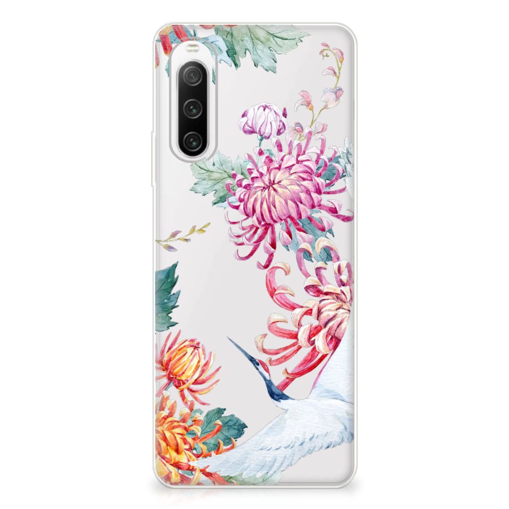 Sony Xperia 10 IV TPU Hoesje Bird Flowers