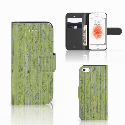 Apple iPhone 5 | 5s | SE Book Style Case Green Wood