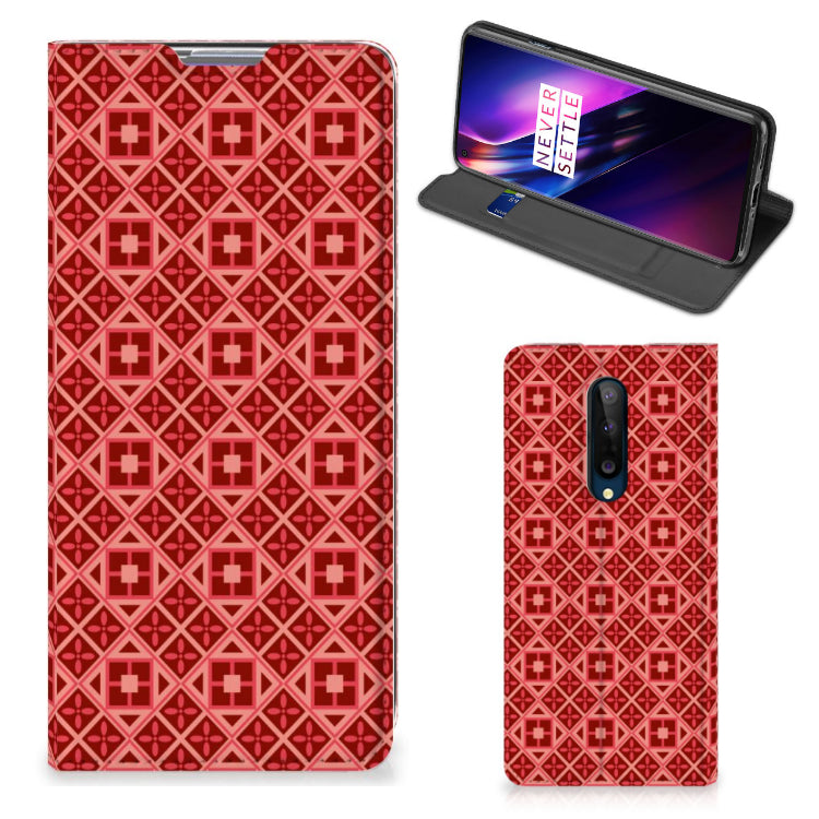 OnePlus 8 Hoesje met Magneet Batik Rood