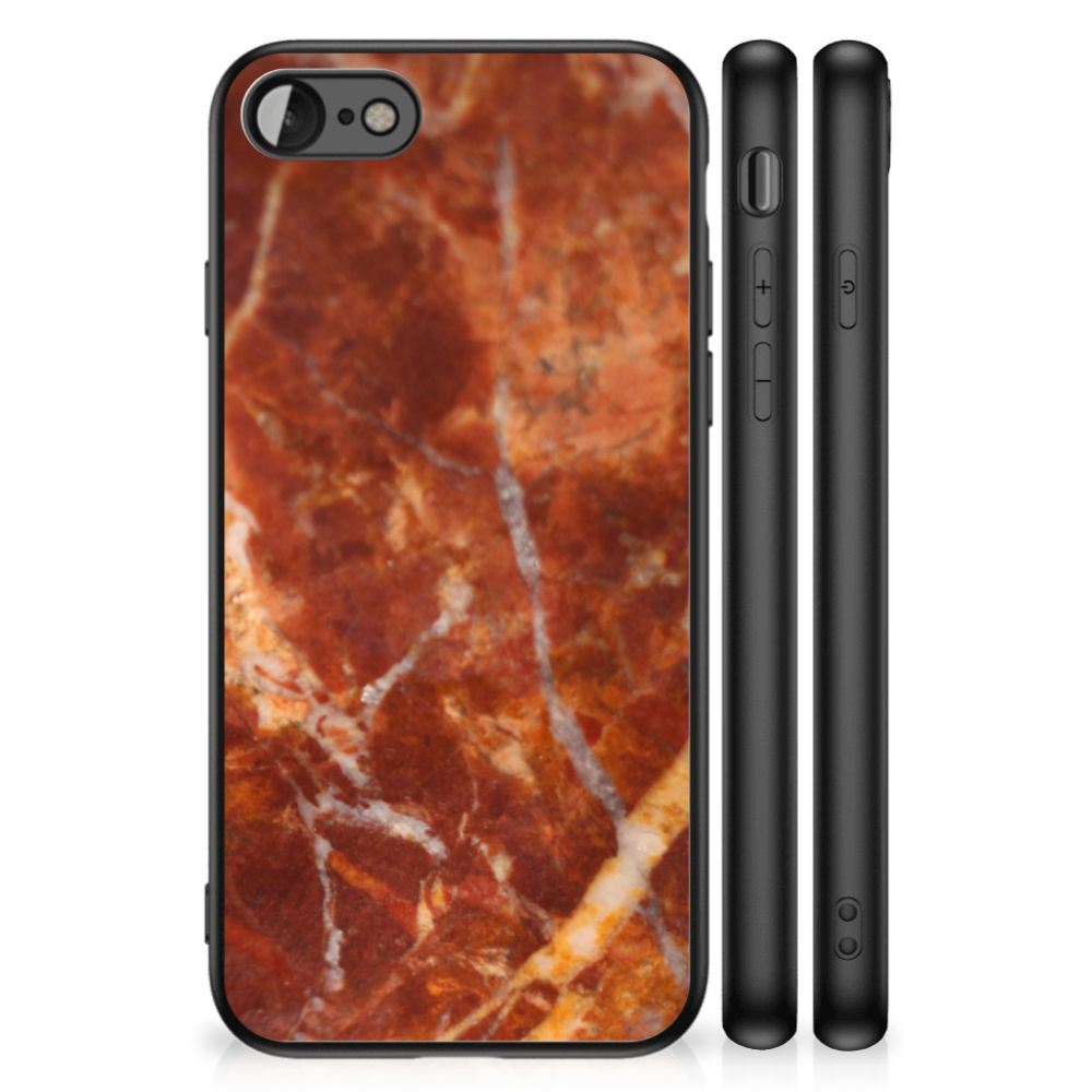 iPhone SE 2022 | SE 2020 | 7/8 Marmeren Print Telefoonhoesje Marmer Bruin met marmeren design in bruin tinten