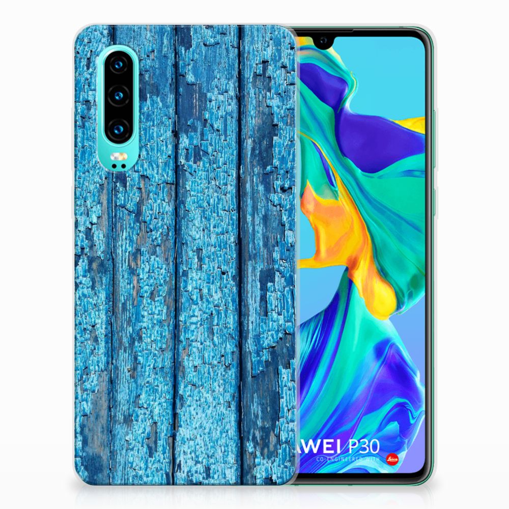 Huawei P30 Bumper Hoesje Wood Blue