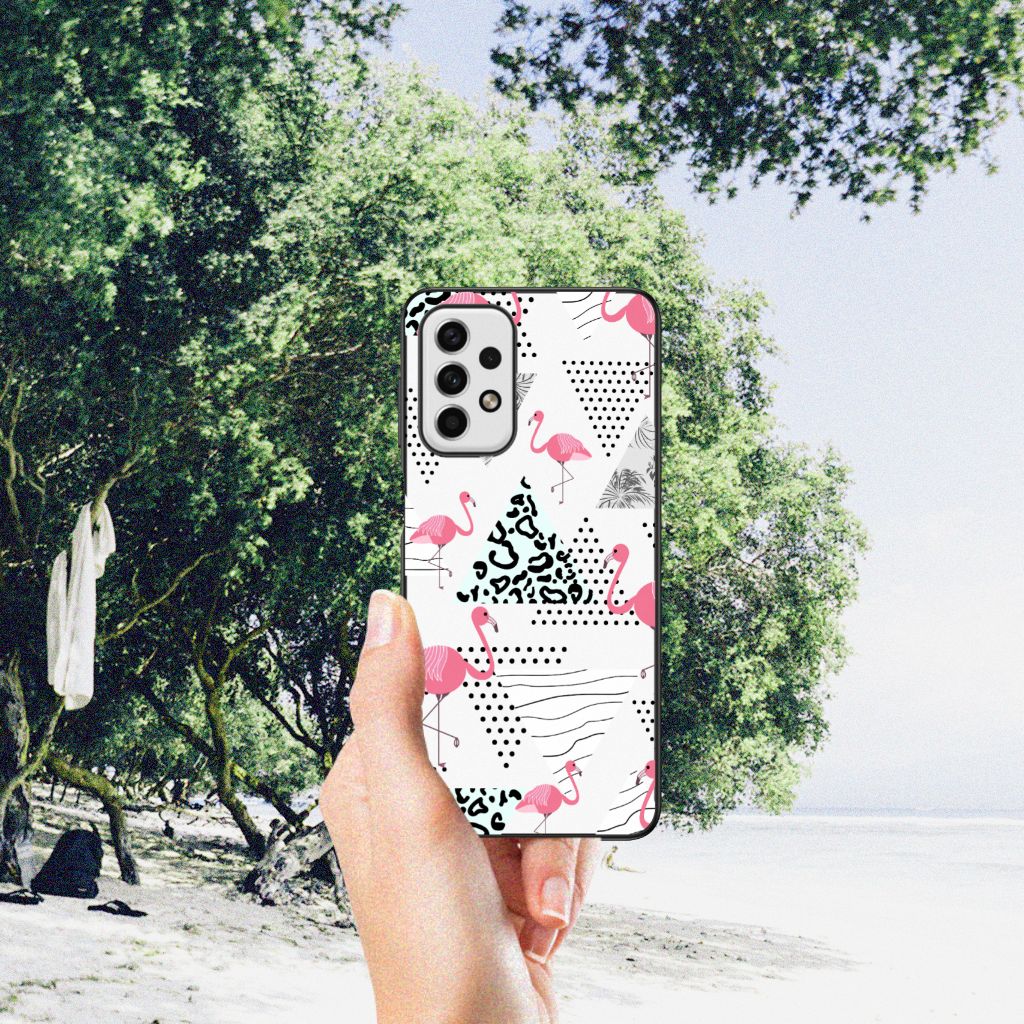 Samsung Galaxy A23 Dierenprint Telefoonhoesje Flamingo Triangle B2C Telecom