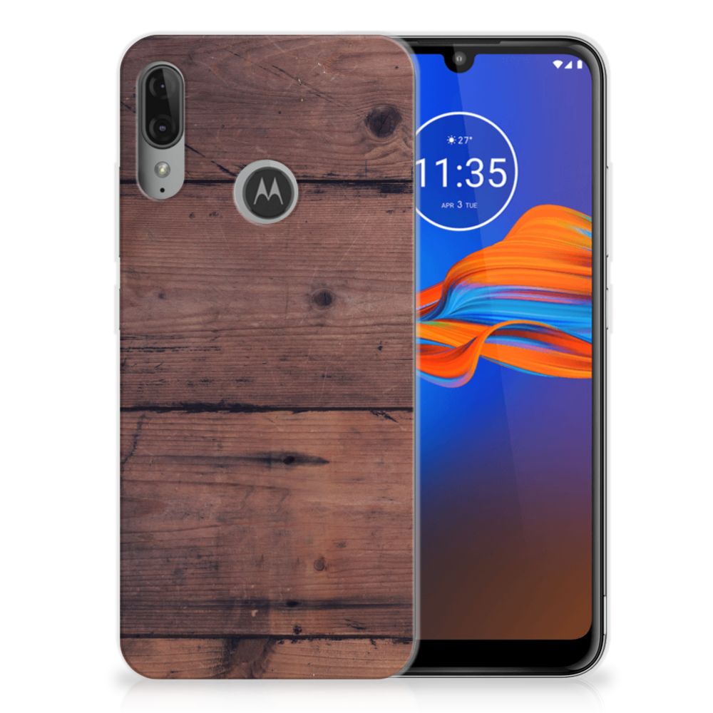 Motorola Moto E6 Plus Bumper Hoesje Old Wood