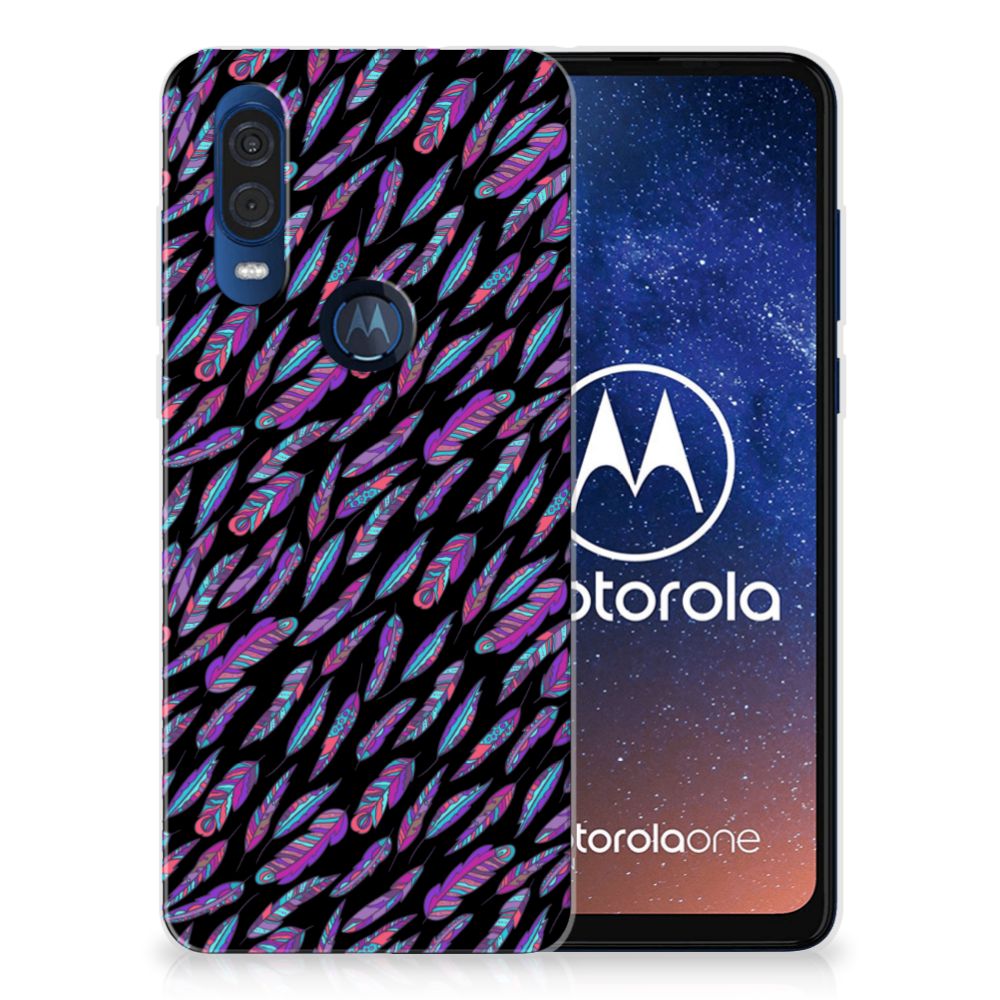 Motorola One Vision TPU bumper Feathers Color