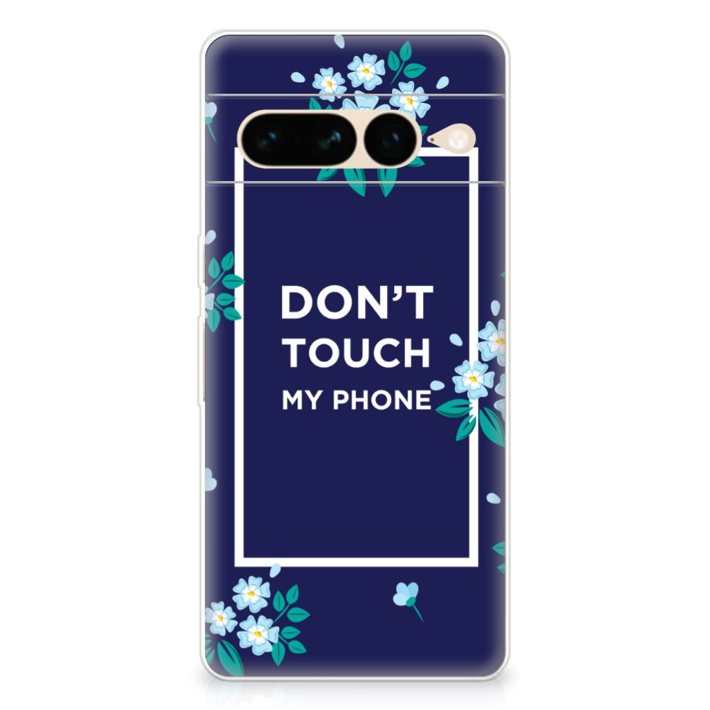 Google Pixel 7 Pro Silicone-hoesje Flowers Blue DTMP