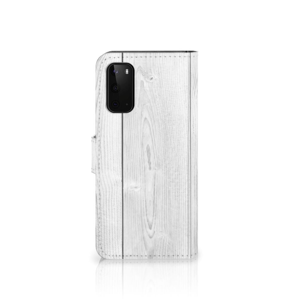 Samsung Galaxy S20 Book Style Case White Wood