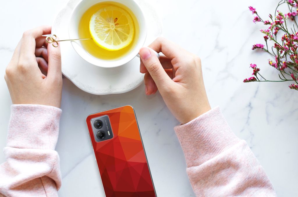 TPU Hoesje voor Motorola Moto G53 Polygon Red