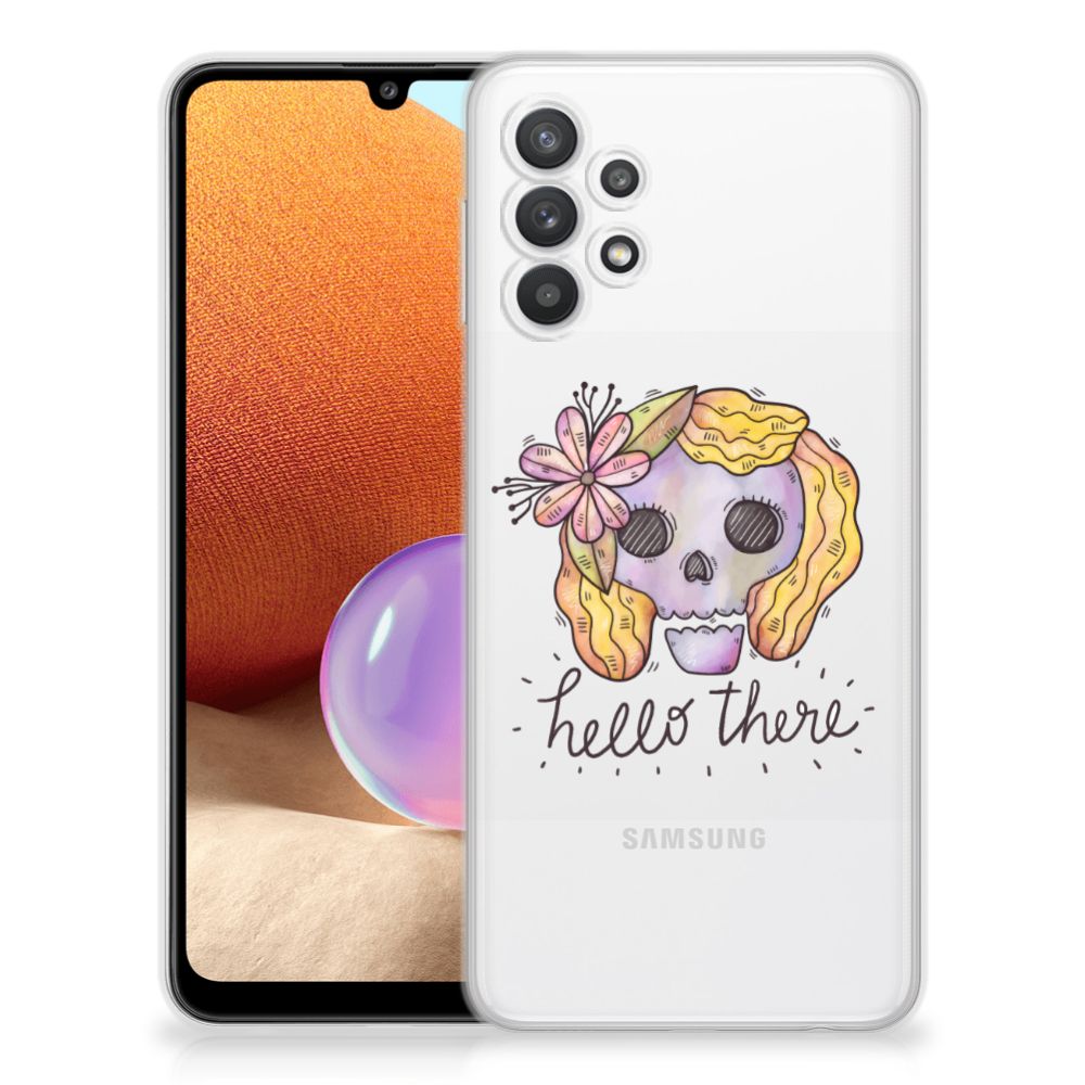 Silicone Back Case Samsung Galaxy A32 4G | A32 5G Enterprise Editie Boho Skull