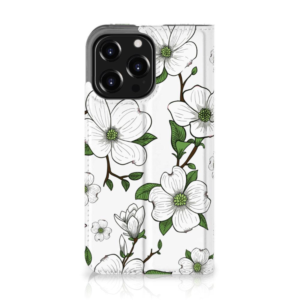 iPhone 13 Pro Smart Cover Dogwood Flowers met een prachtig bloemen ontwerp.