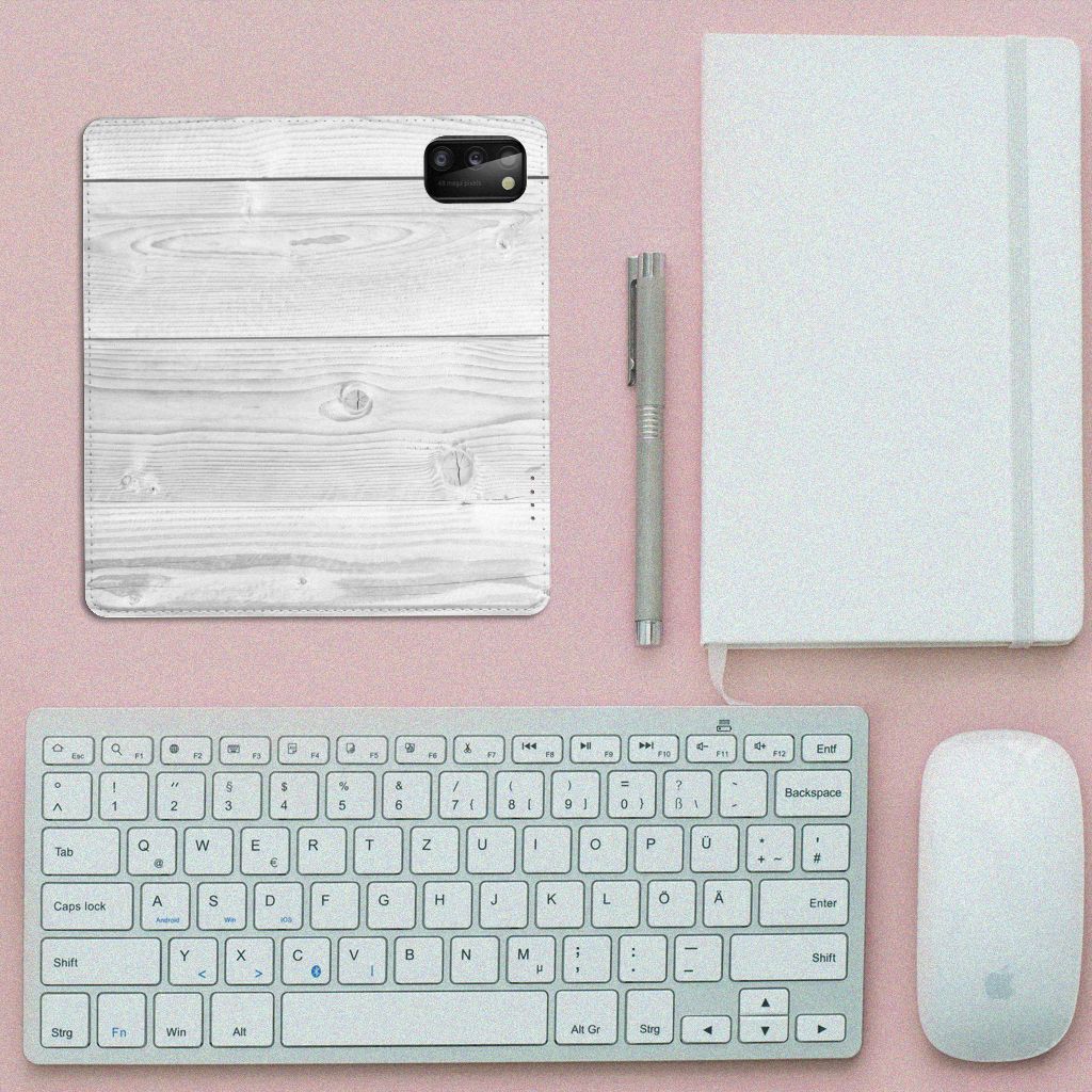 Samsung Galaxy A41 Book Wallet Case White Wood - B2C Telecom