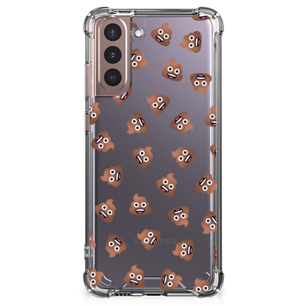 Doorzichtige Silicone Hoesje voor Samsung Galaxy S21 Plus Poep Emojis B2C Telecom