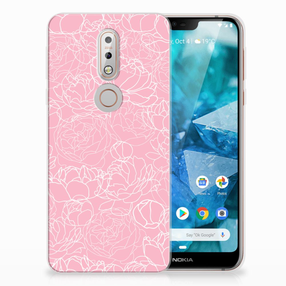 Nokia 7.1 TPU Case White Flowers