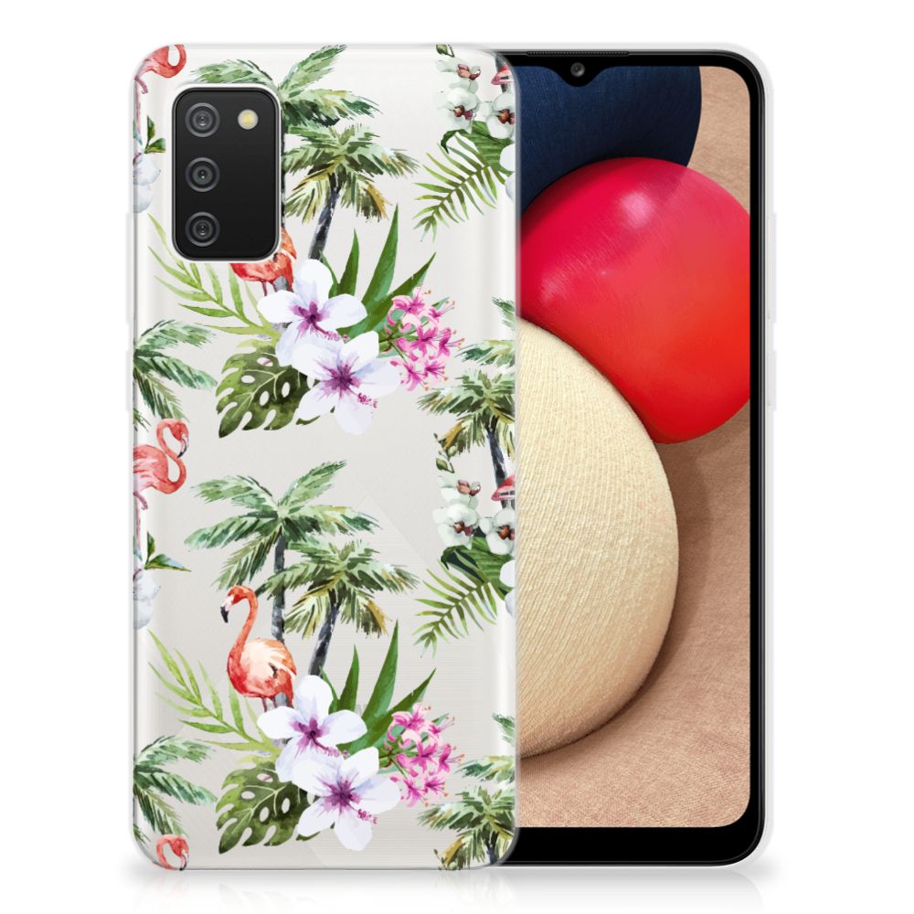 Samsung Galaxy A02s TPU Hoesje Flamingo Palms B2C Telecom
