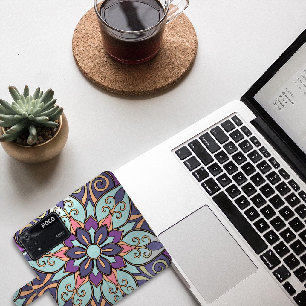 Xiaomi Poco X4 Pro 5G Hoesje Purple Flower