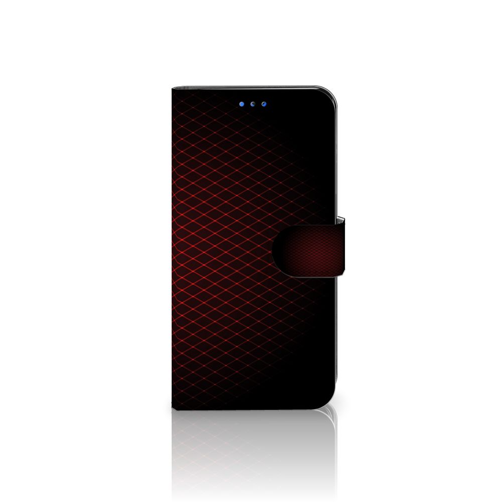 Huawei P Smart 2020 Telefoon Hoesje Geruit Rood met minimalistisch design en ruimte voor 3 pasjes.