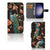 Samsung Galaxy S24 Telefoonhoesje met Pasjes Pauw met Bloemen