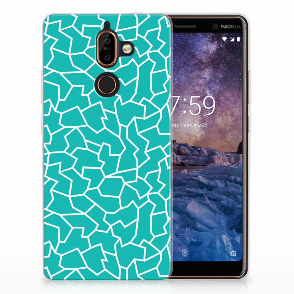 Nokia 7 Plus Hoesje maken Cracks Blue