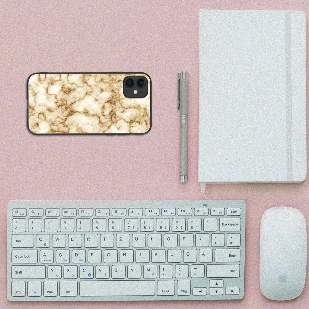 iPhone 11 Marmeren Print Telefoonhoesje Marmer Goud B2C Telecom