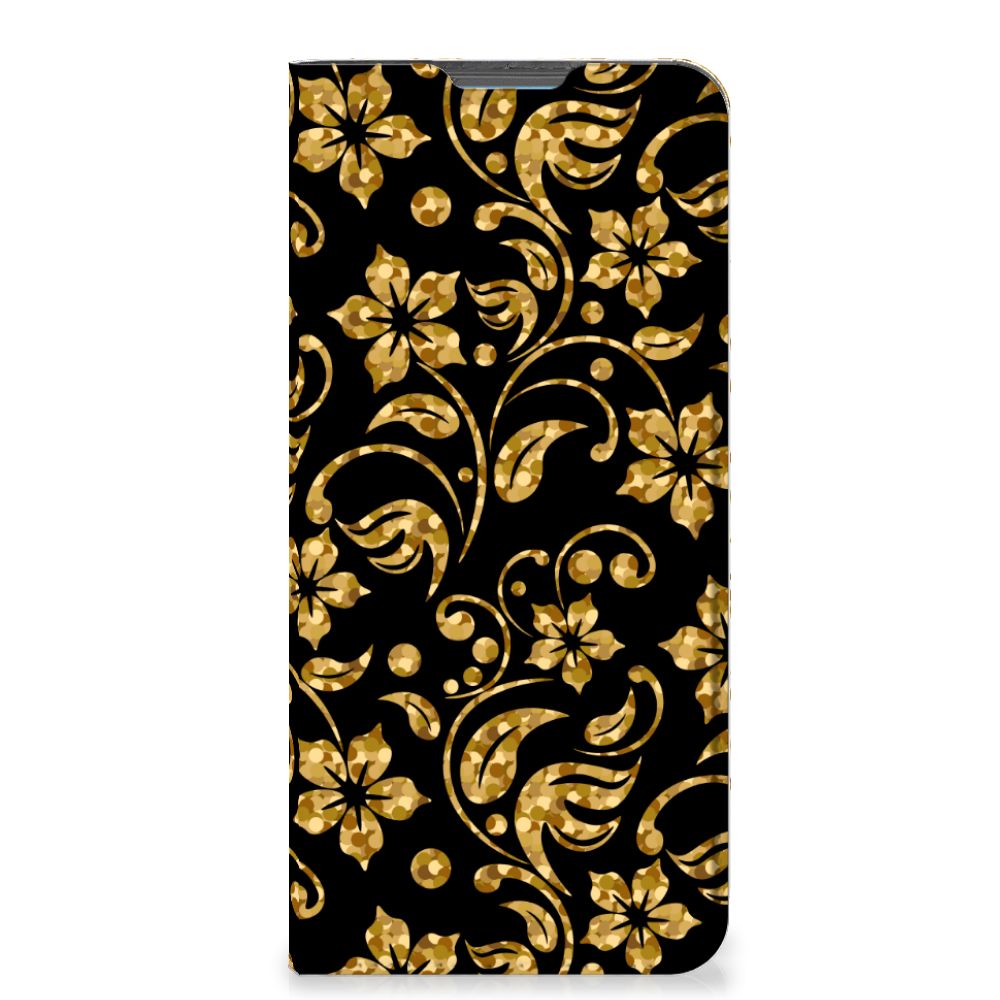 Motorola Moto E32 | Moto E32s Smart Cover Gouden Bloemen - B2C Telecom
