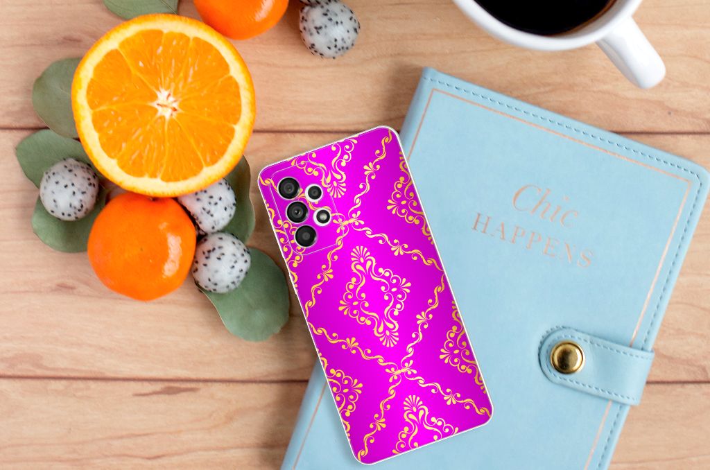 Siliconen Hoesje Samsung Galaxy A73 5G Barok Roze B2C Telecom