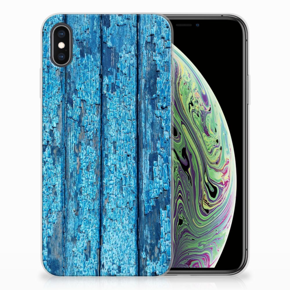 Apple iPhone Xs Max Bumper Hoesje Wood Blue