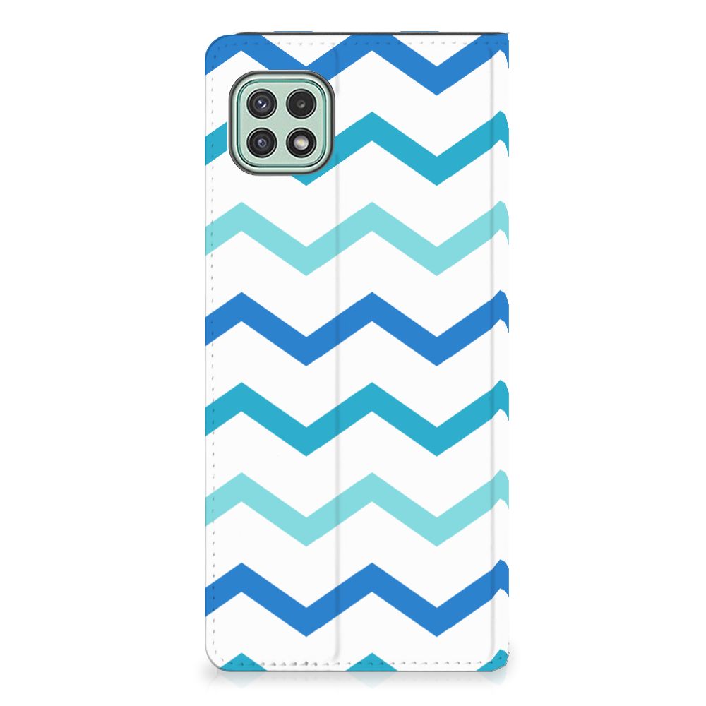 Samsung Galaxy A22 5G Hoesje met Magneet Zigzag Blauw - B2C Telecom