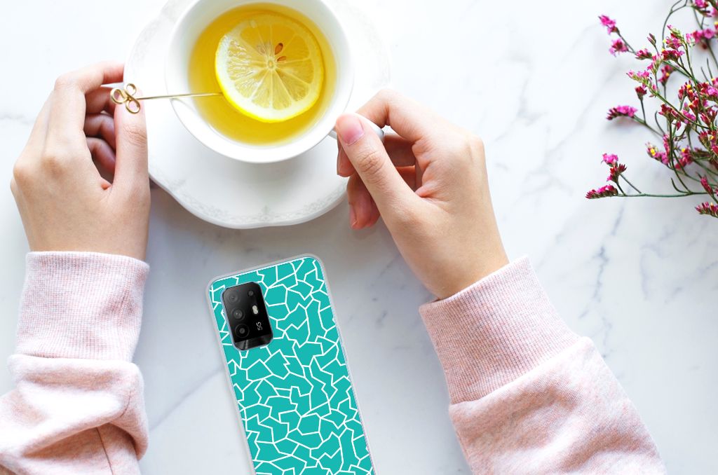 OPPO A94 5G | Reno5 Z Hoesje maken Cracks Blue B2C Telecom