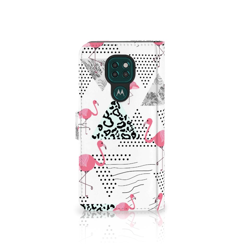 Motorola Moto G9 Play | E7 Plus Telefoonhoesje met Pasjes Flamingo Triangle