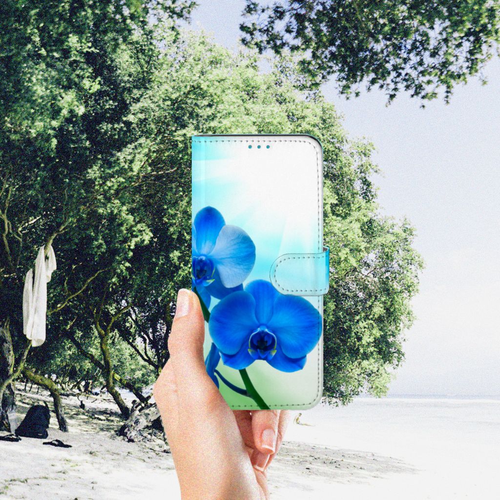 Samsung Galaxy A73 5G Hoesje Orchidee Blauw - Cadeau voor je Moeder