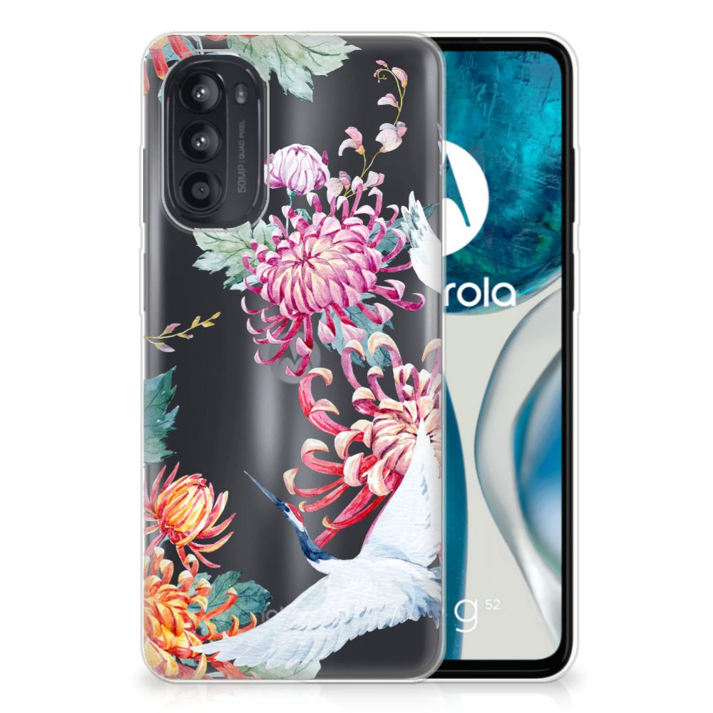 Motorola Moto G52/G82 TPU Hoesje Bird Flowers