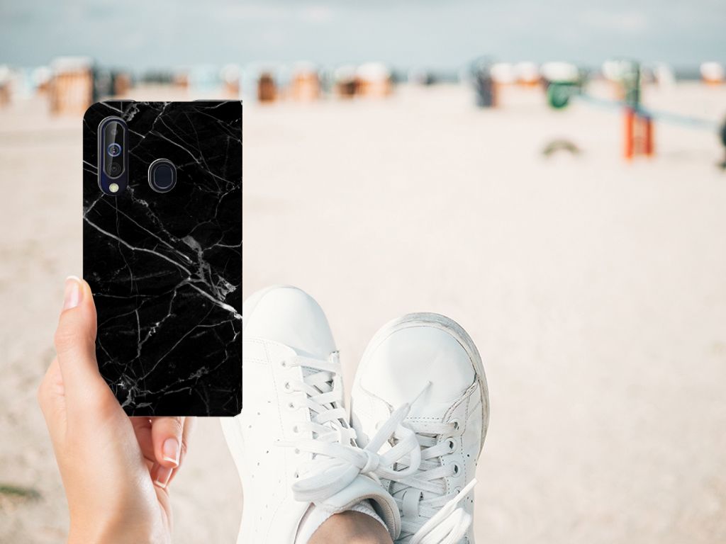 Samsung Galaxy A60 Standcase Marmer Zwart - Origineel Cadeau Vader