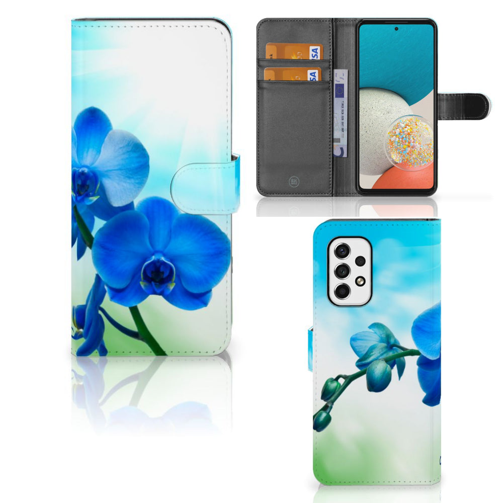 Samsung Galaxy A53 Hoesje Orchidee Blauw - Cadeau voor je Moeder