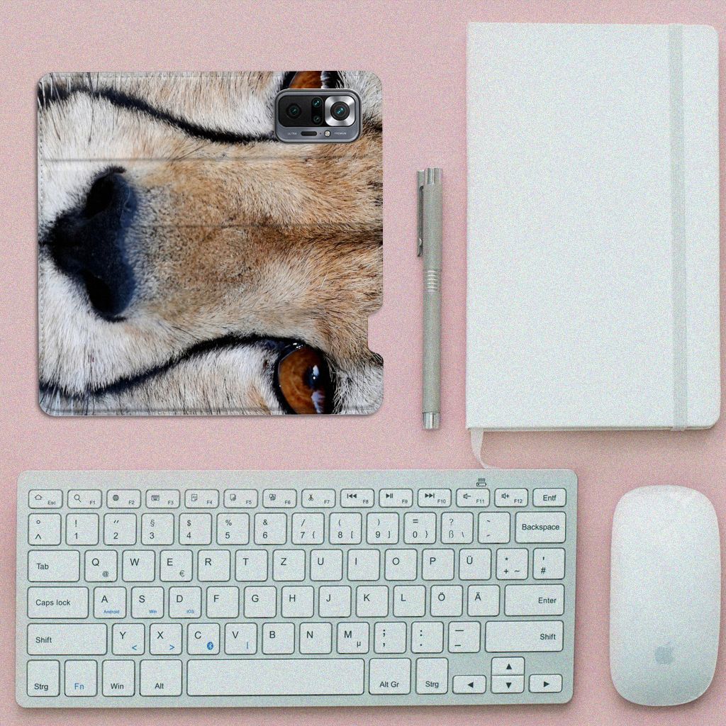 Xiaomi Redmi Note 10 Pro Hoesje maken Cheetah met close-up afbeelding van een jachtluipaard.