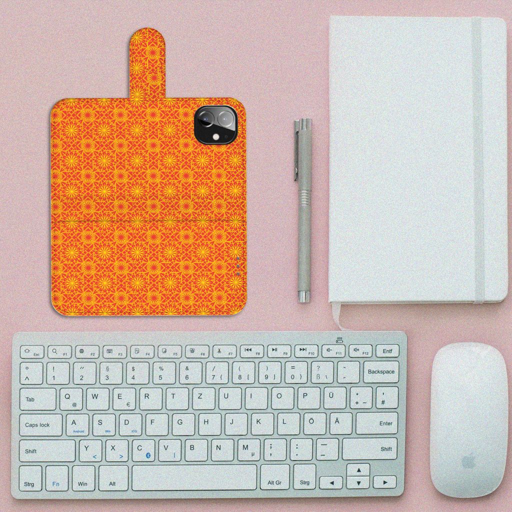 Apple iPhone 12 Mini Telefoon Hoesje Batik Oranje