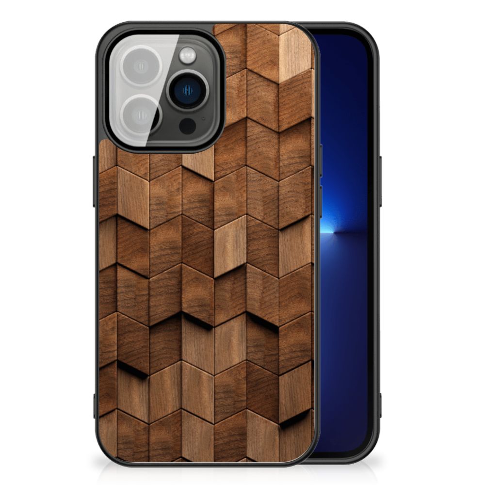 Houten Print Telefoonhoesje voor iPhone 13 Pro Wooden Cubes