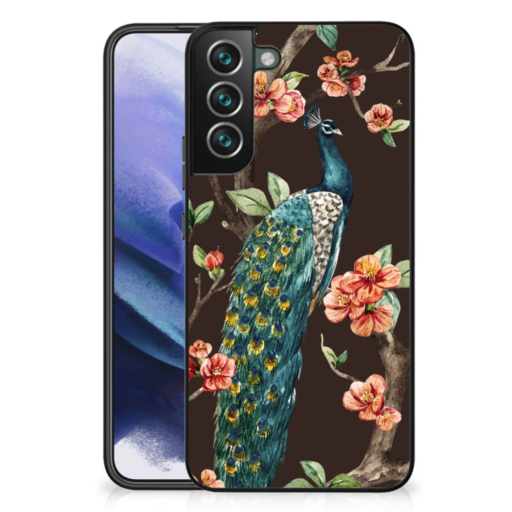 Samsung Galaxy S22 Plus Dierenprint Telefoonhoesje Pauw met Bloemen