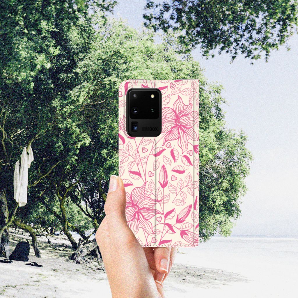 Samsung Galaxy S20 Ultra Smart Cover Pink Flowers - B2C Telecom