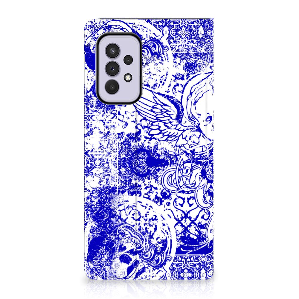 Mobiel BookCase Samsung Galaxy A33 5G Angel Skull Blauw - B2C Telecom