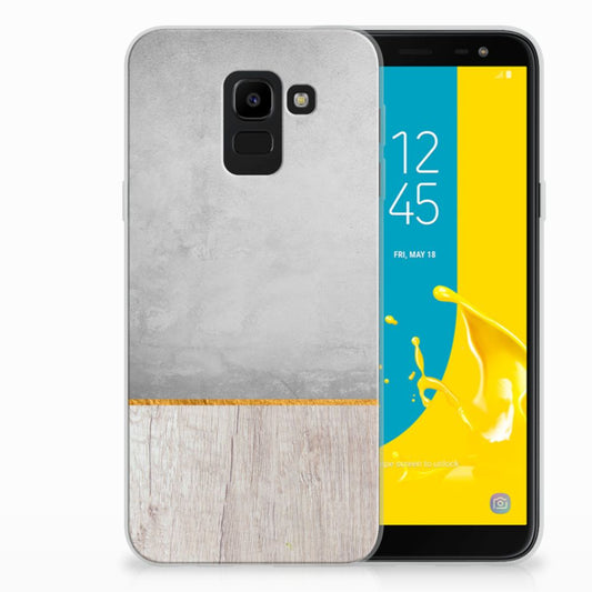 Samsung Galaxy J6 2018 Bumper Hoesje Wood Concrete