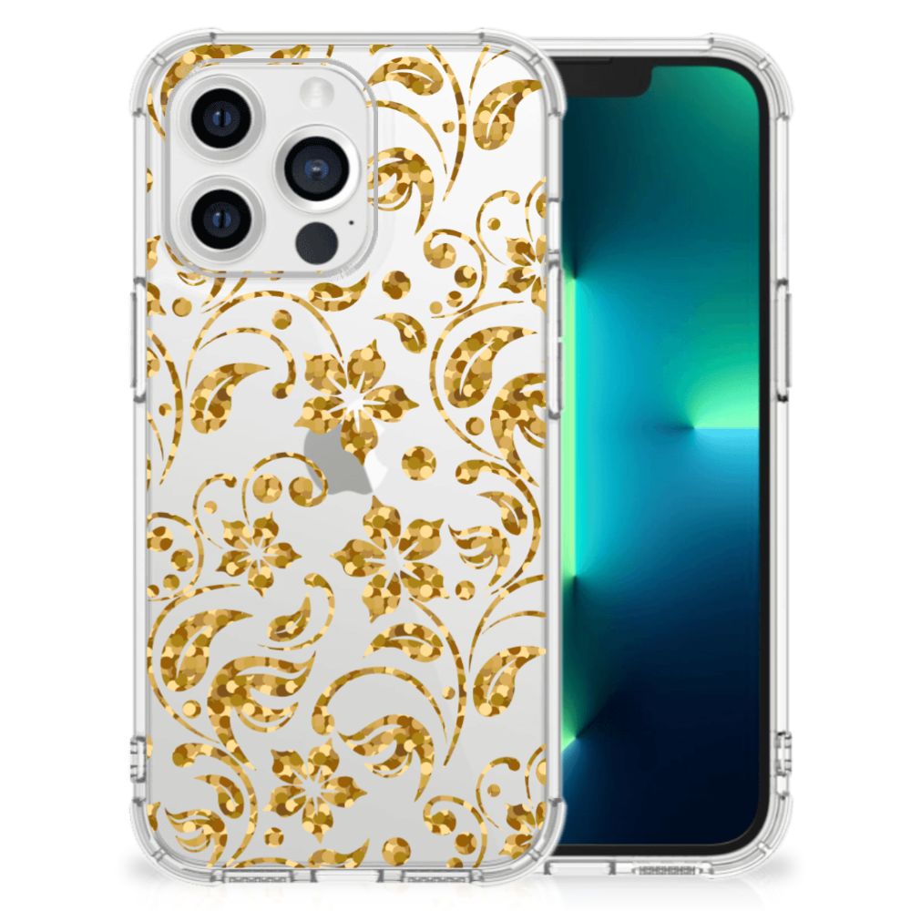 Apple iPhone 13 Pro Case Gouden Bloemen B2C Telecom