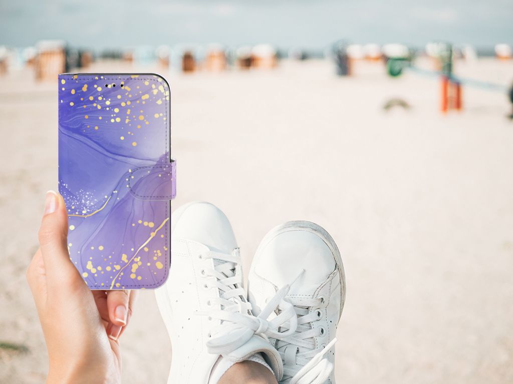 Hoesje voor Apple iPhone 11 Watercolor Paars bij het strand, stijlvolle bescherming met een mooi design 🌊