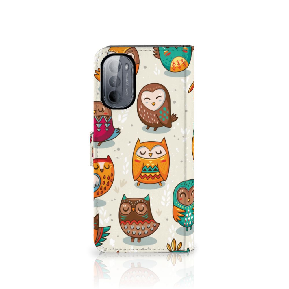 Motorola Moto G31 | G41 Telefoonhoesje met Pasjes Vrolijke Uilen