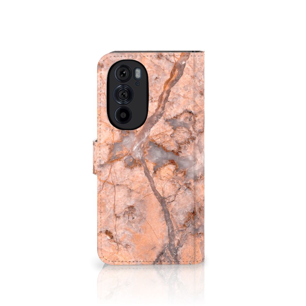 Motorola Edge 30 Pro Bookcase Marmer Oranje