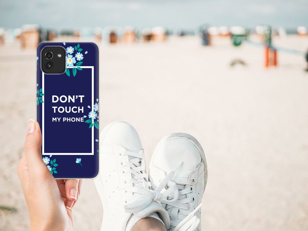 Samsung Galaxy A03 Silicone-hoesje Flowers Blue DTMP B2C Telecom