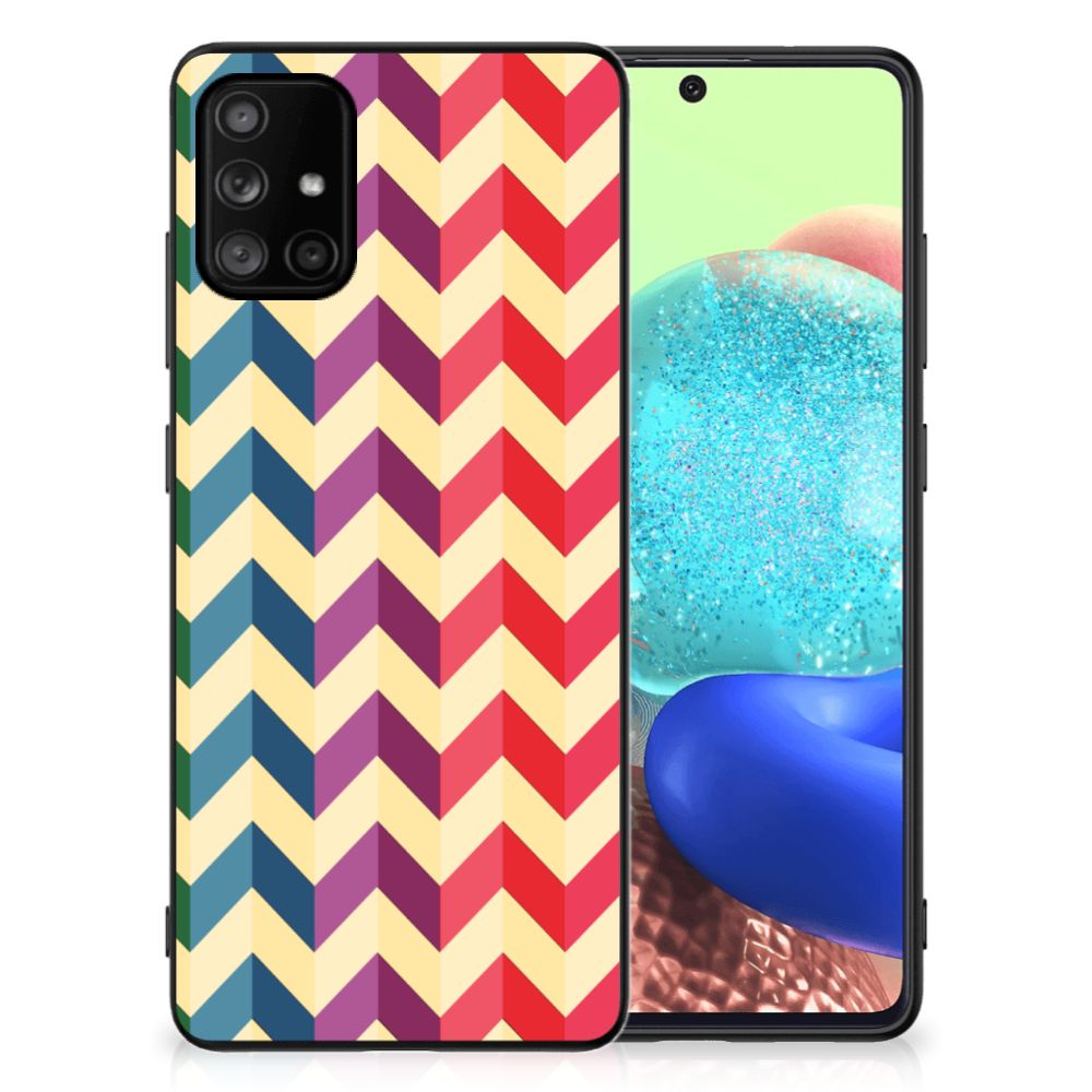 Samsung Galaxy A71 Back Case Zigzag Multi Color