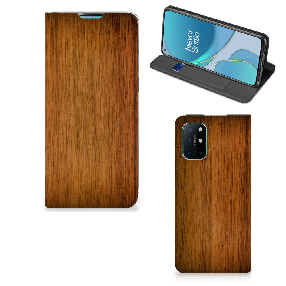 OnePlus 8T Book Wallet Case Donker Hout