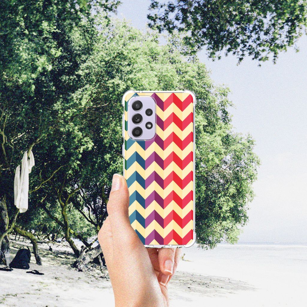 Samsung Galaxy A33 Doorzichtige Silicone Hoesje Zigzag Multi Color B2C Telecom