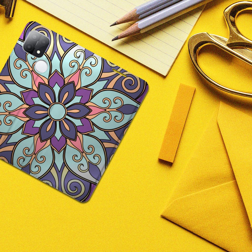 OPPO A15 Smart Cover Purple Flower - B2C Telecom