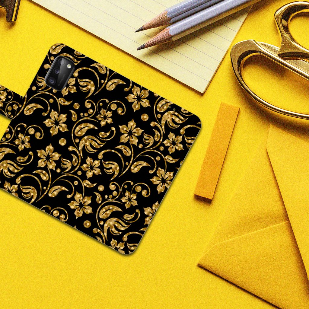 Samsung Galaxy A41 Hoesje Gouden Bloemen